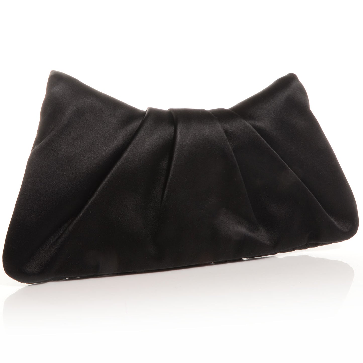 Satin Quilted Flap Clutch Black