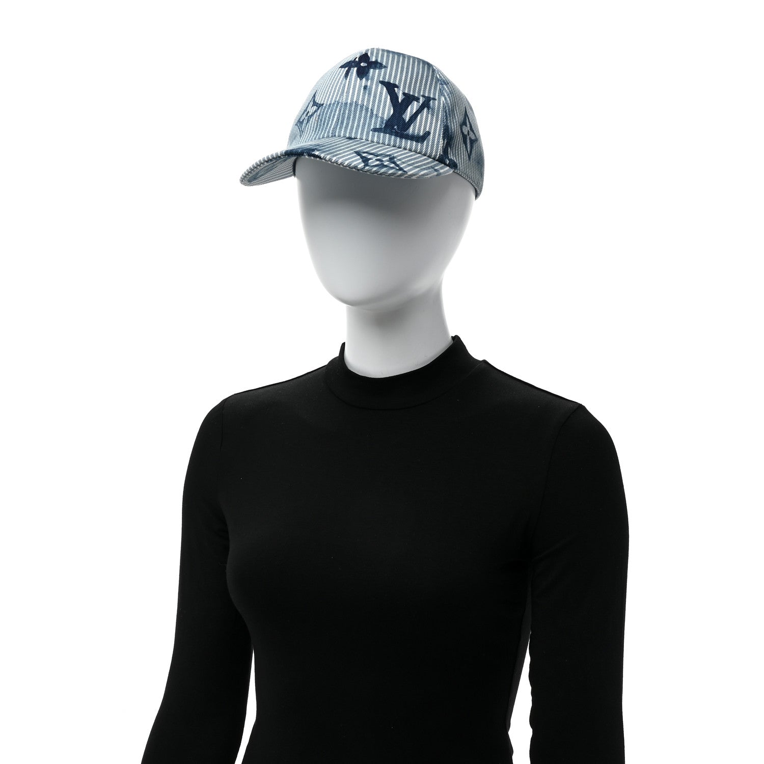 Louis Vuitton Hickory Stripes Denim Monogram Watercolor Cap 58 Blue 2 of 6