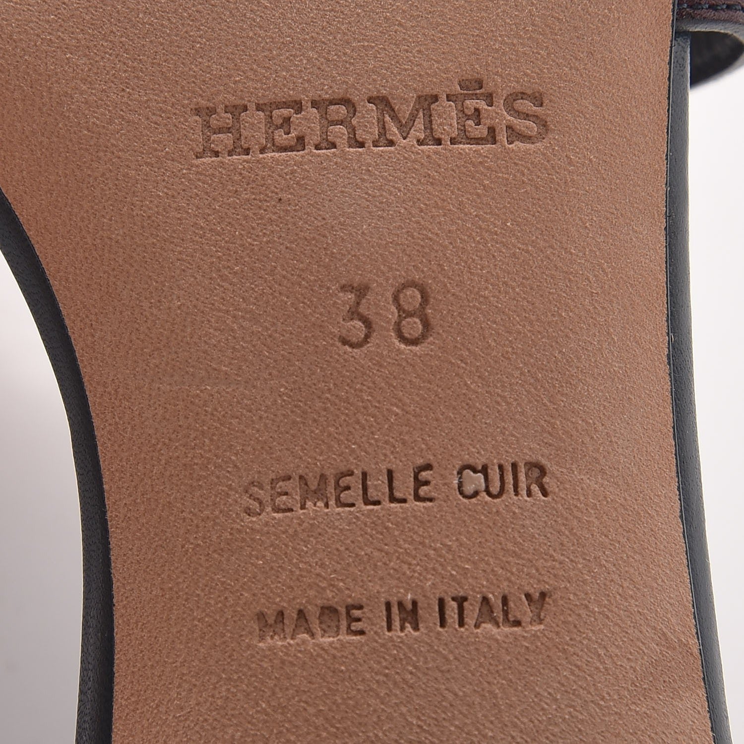 Hermes Calfskin Oasis Sandals 38 Bleu Ardoise Bordeaux 7 of 9