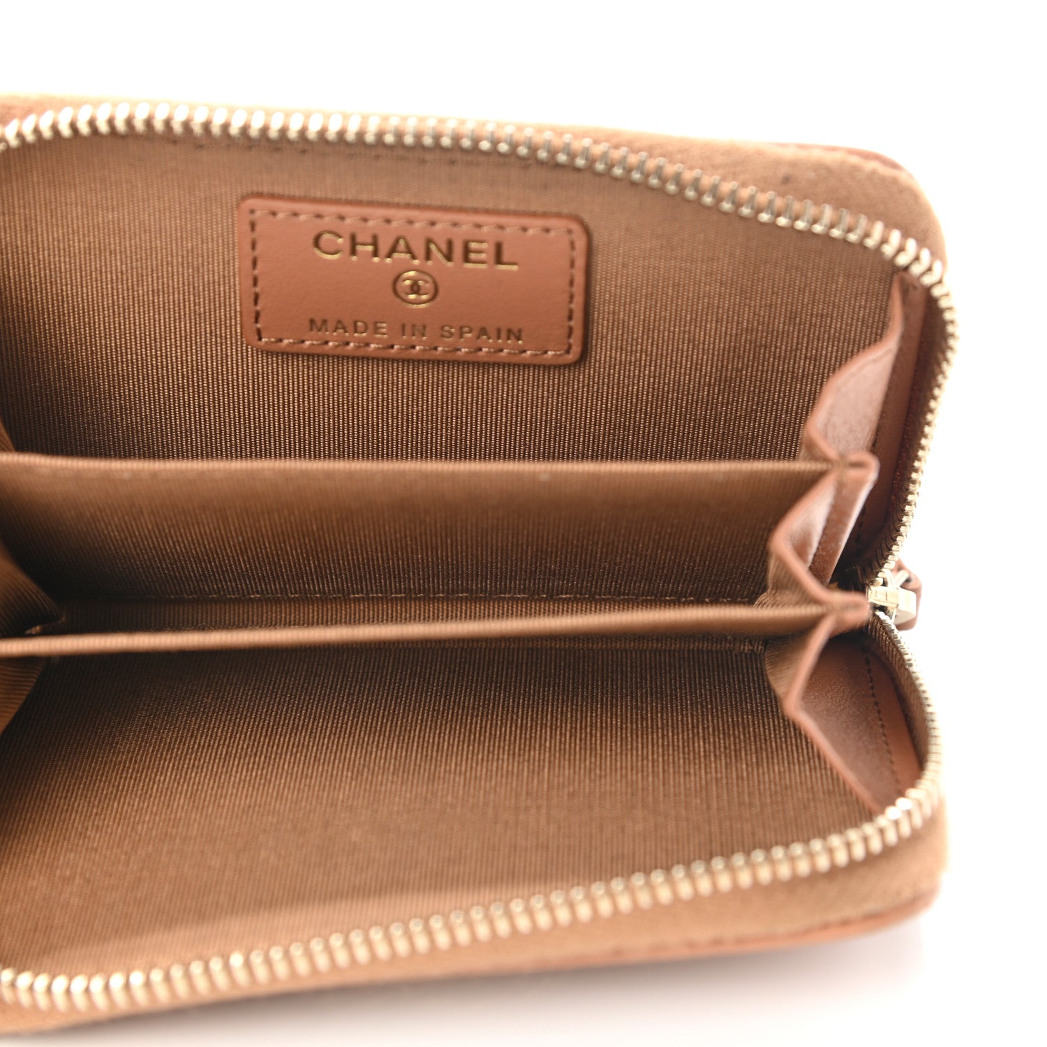 Chanel Shiny Goatskin Quilted 19 Zip Around Coin Purse Wallet Brown 5 of 8