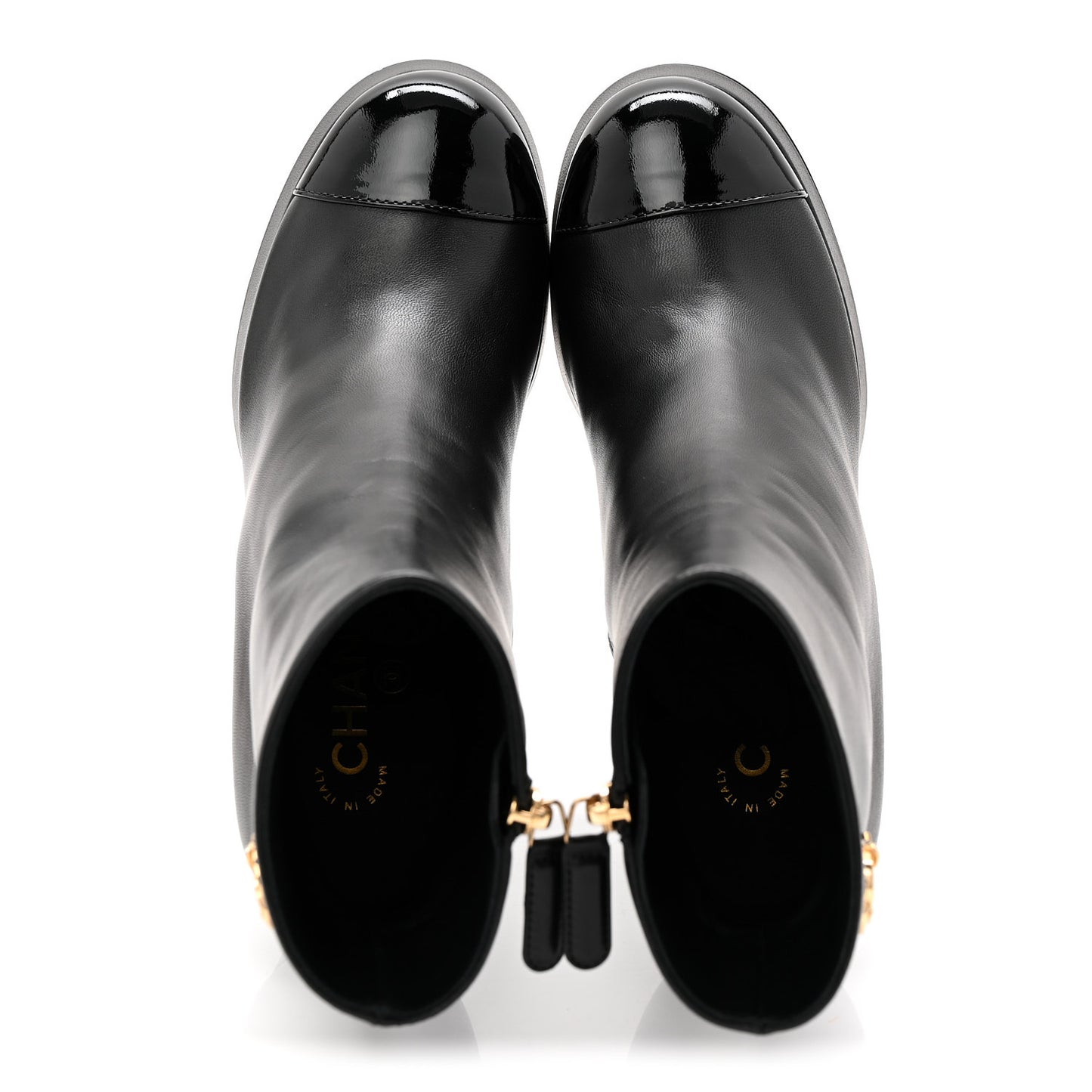 Lambskin Patent CC Crystal Bow Cap Toe Short Boots 37 Black