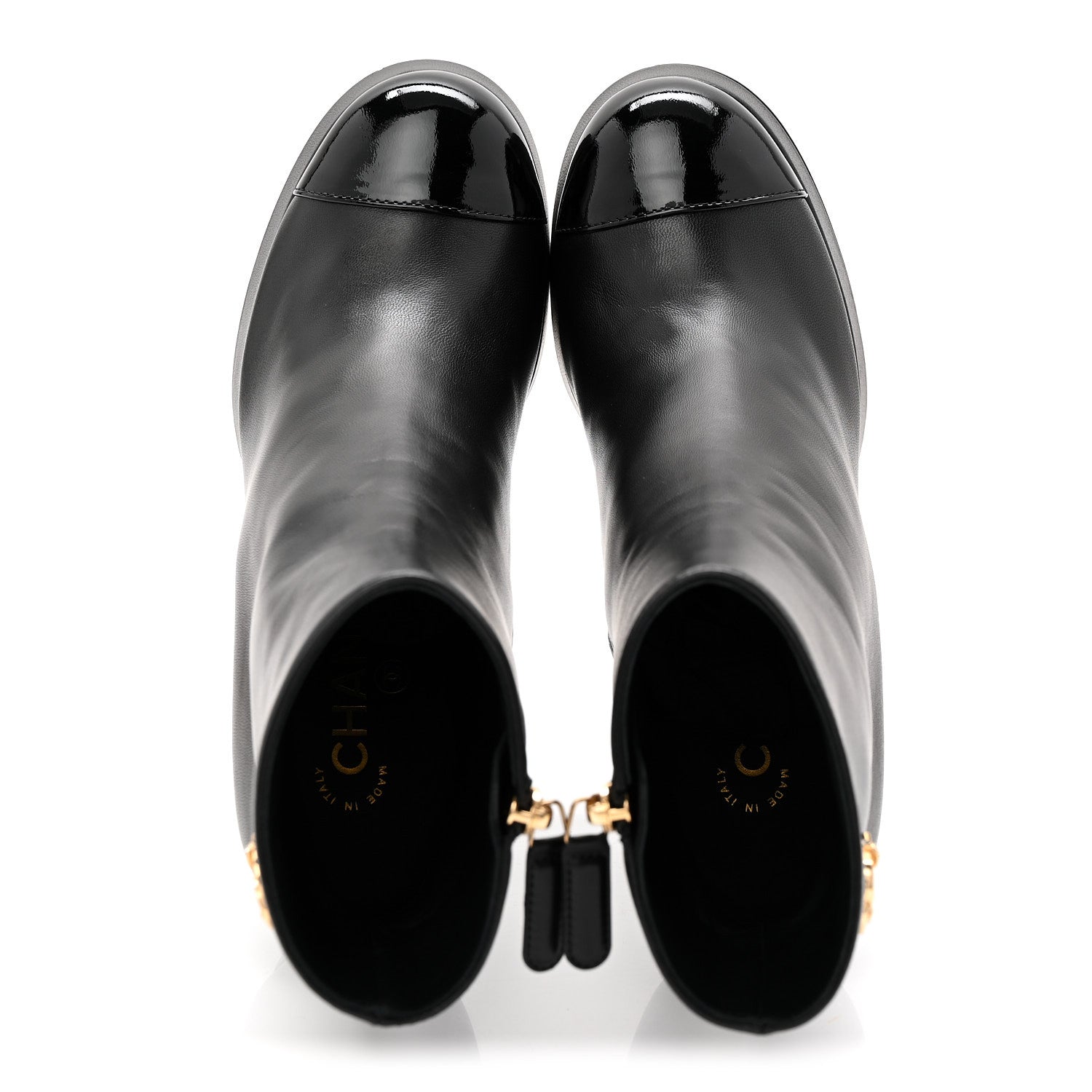 Chanel Lambskin Patent CC Crystal Bow Cap Toe Short Boots 37 Black 5 of 10