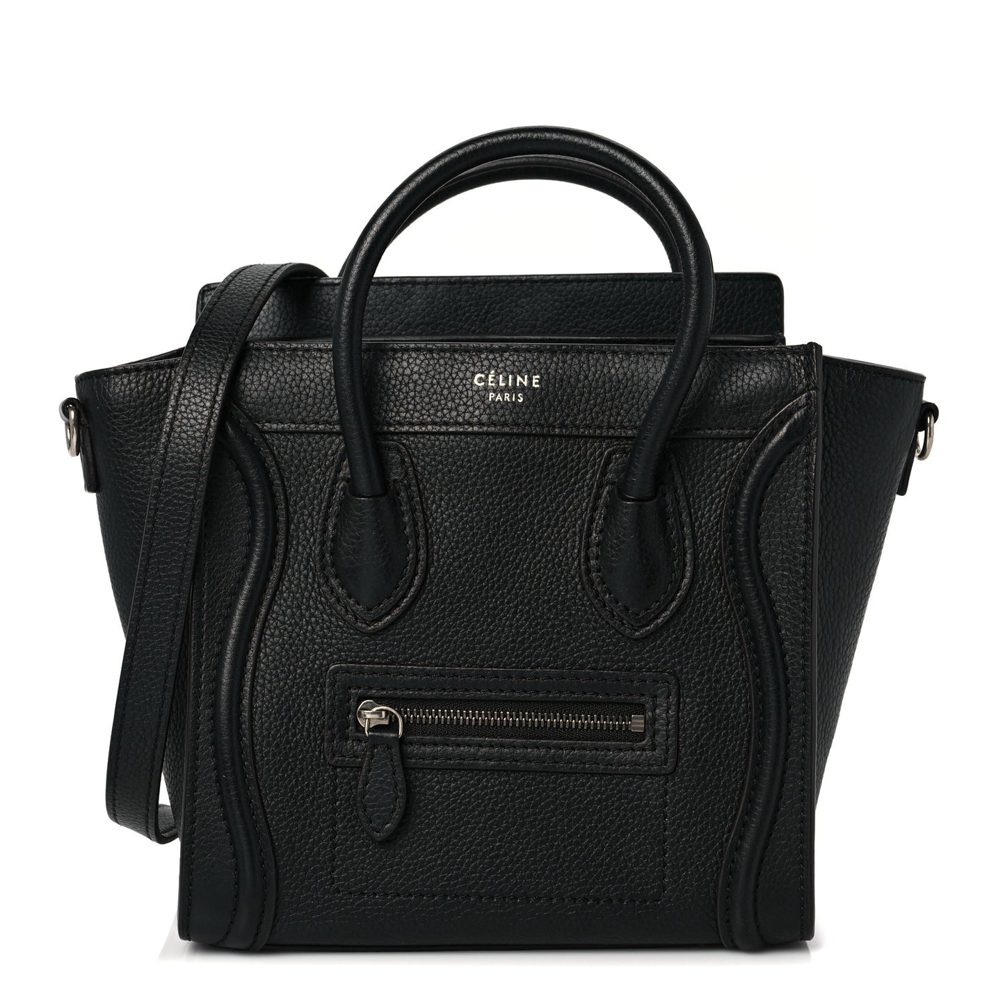 Drummed Calfskin Nano Luggage Black