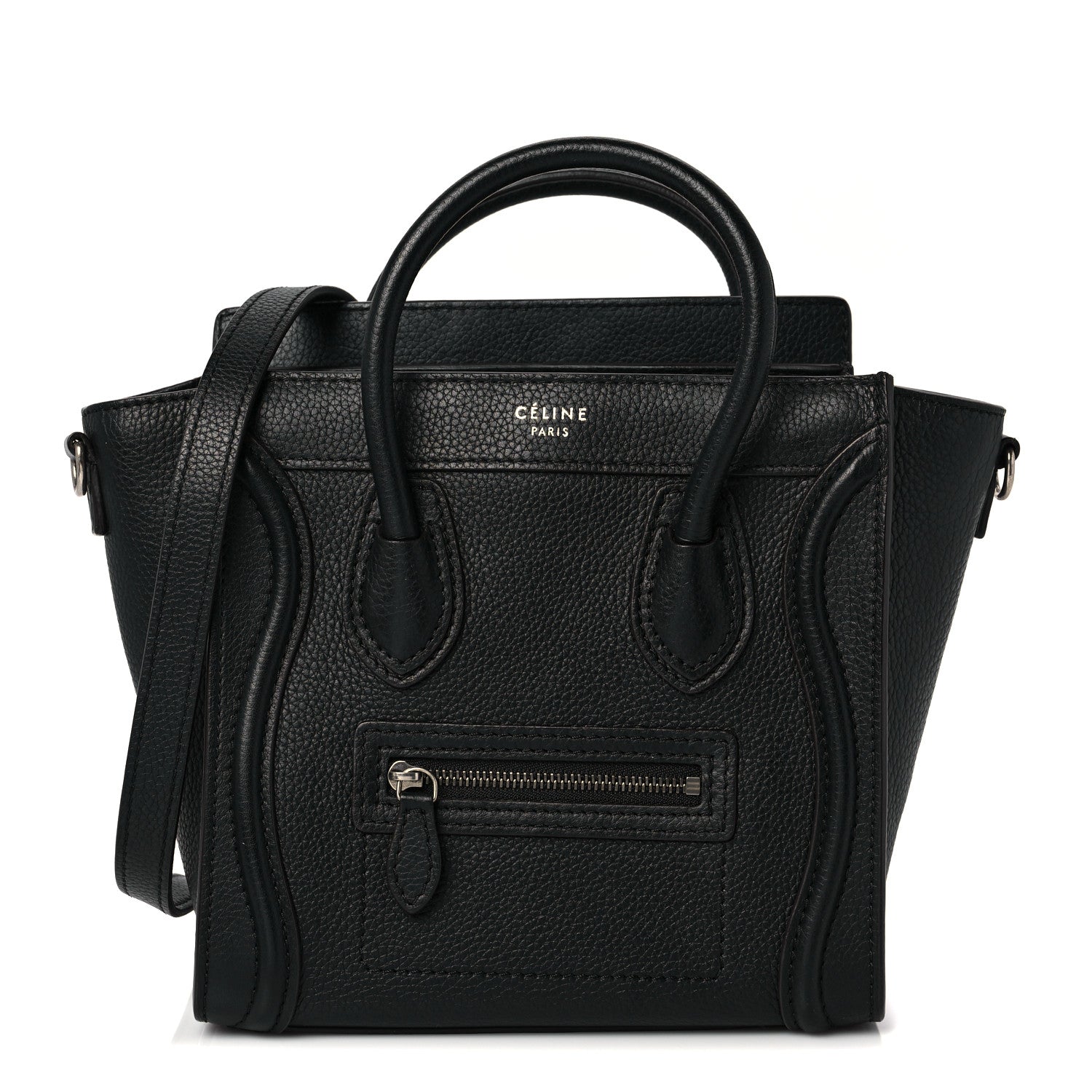 Celine Drummed Calfskin Nano Luggage Black 1 of 8
