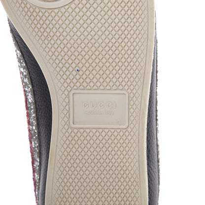 Gucci Calfskin Glitter Crystal Womens Sylvie Web Falacer Sneakers 39.5 Black 6 of 7
