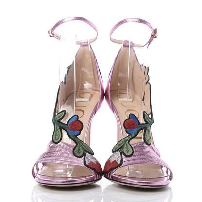 Gucci Metallic Nappa Ophelia High Heel Sandals 38 Rosa 2 of 9