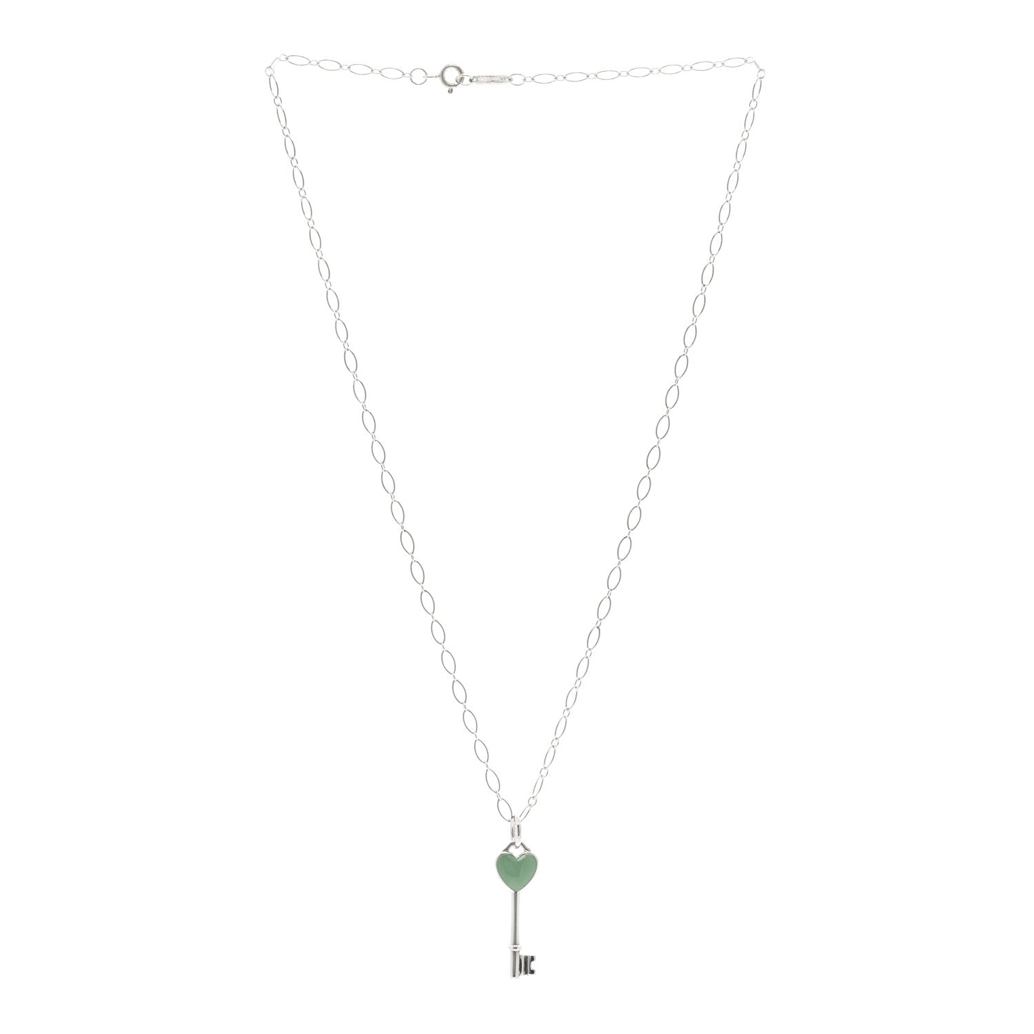 Tiffany Sterling Silver Enamel Heart Key Pendant Necklace Blue 3 of 6