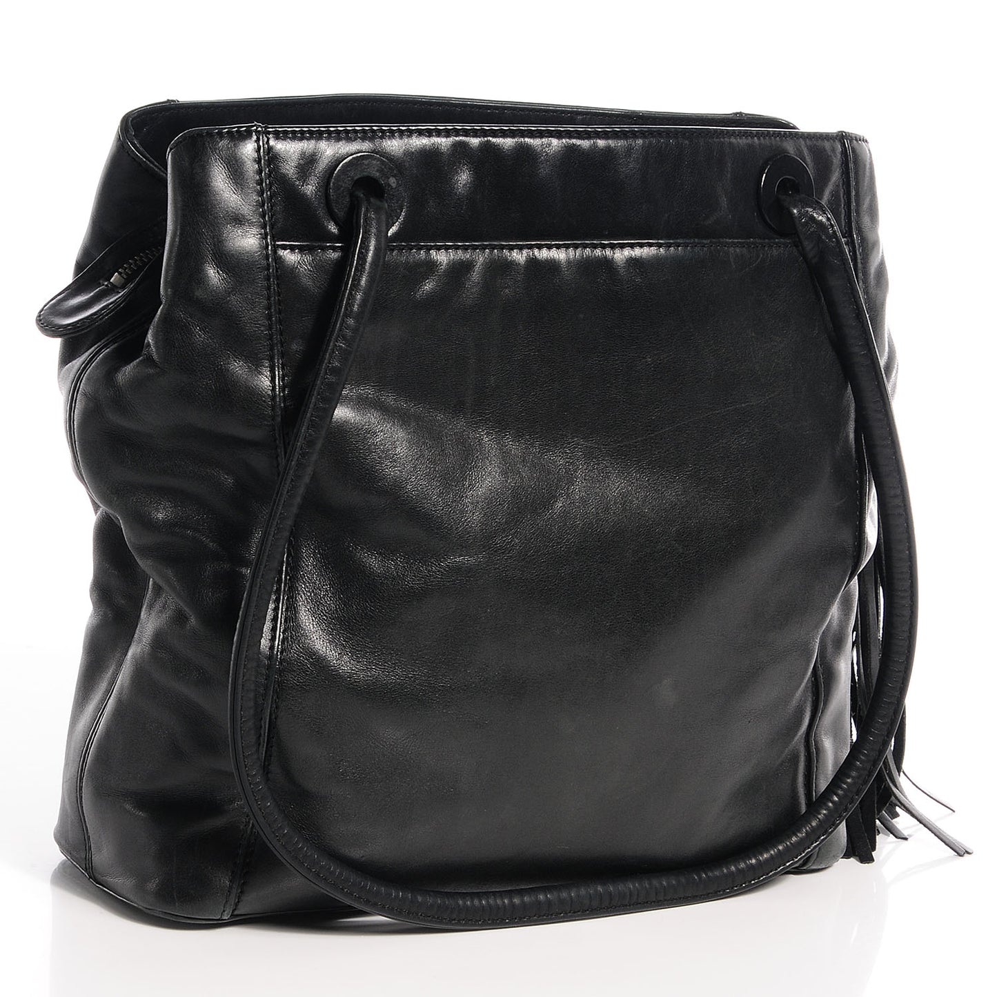 Lambskin Tassel Shoulder Bag Black