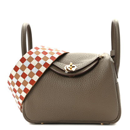 Hermes Taurillon Clemence Maxi Quadrille Mini Lindy 20 Etoupe Chai Nata Bleu Brume 1 of 13