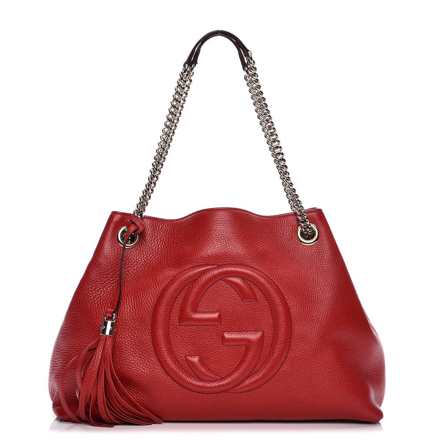 Pebbled Calfskin Medium Soho Chain Shoulder Bag Tabasco Red