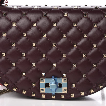 Valentino Garavani Nappa Medium Rockstud Spike Halfmoon Saddle Bag Rubin 8 of 8