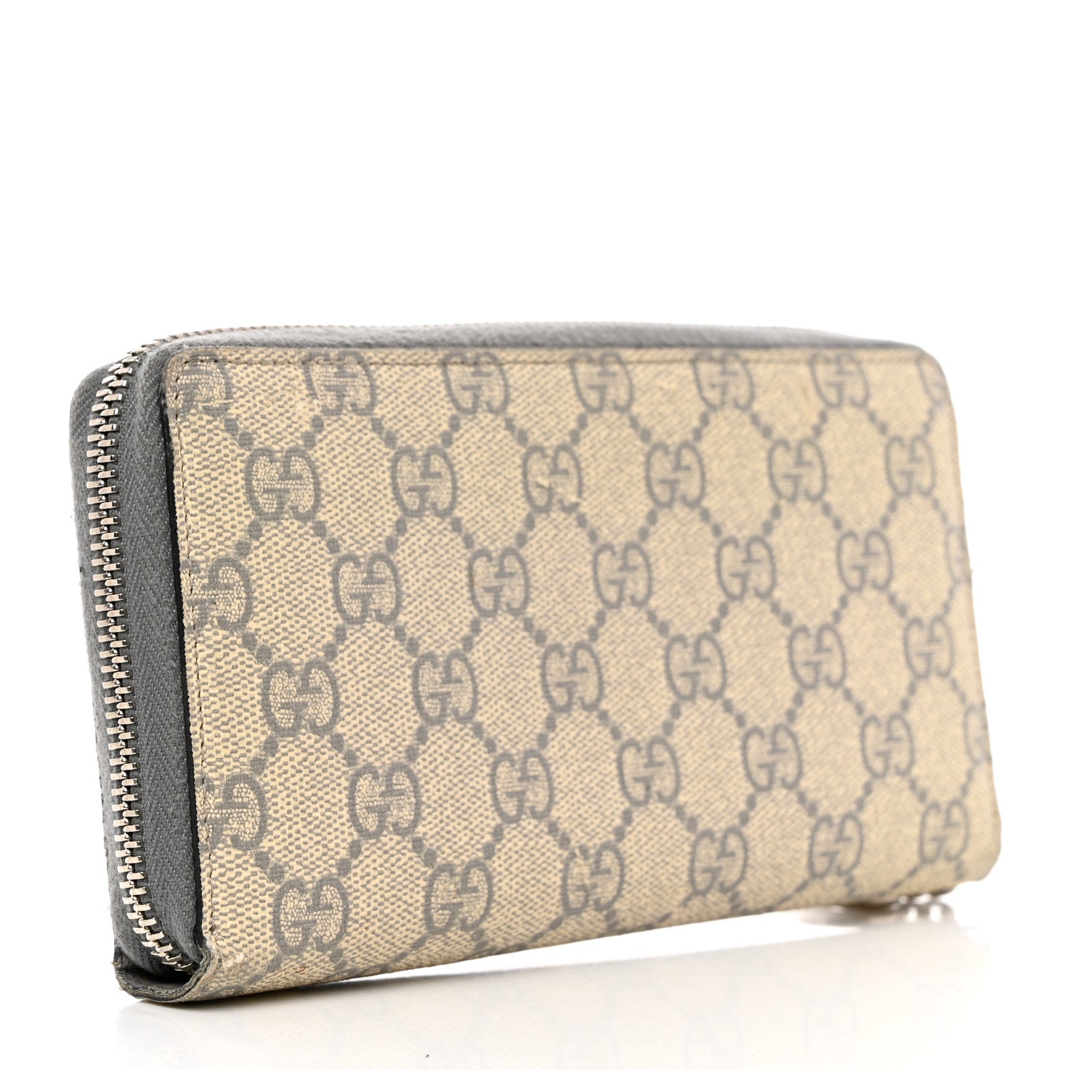 Gucci GG Supreme Monogram GG Pierce Zip Around Wallet Ecru Grigio 3 of 10