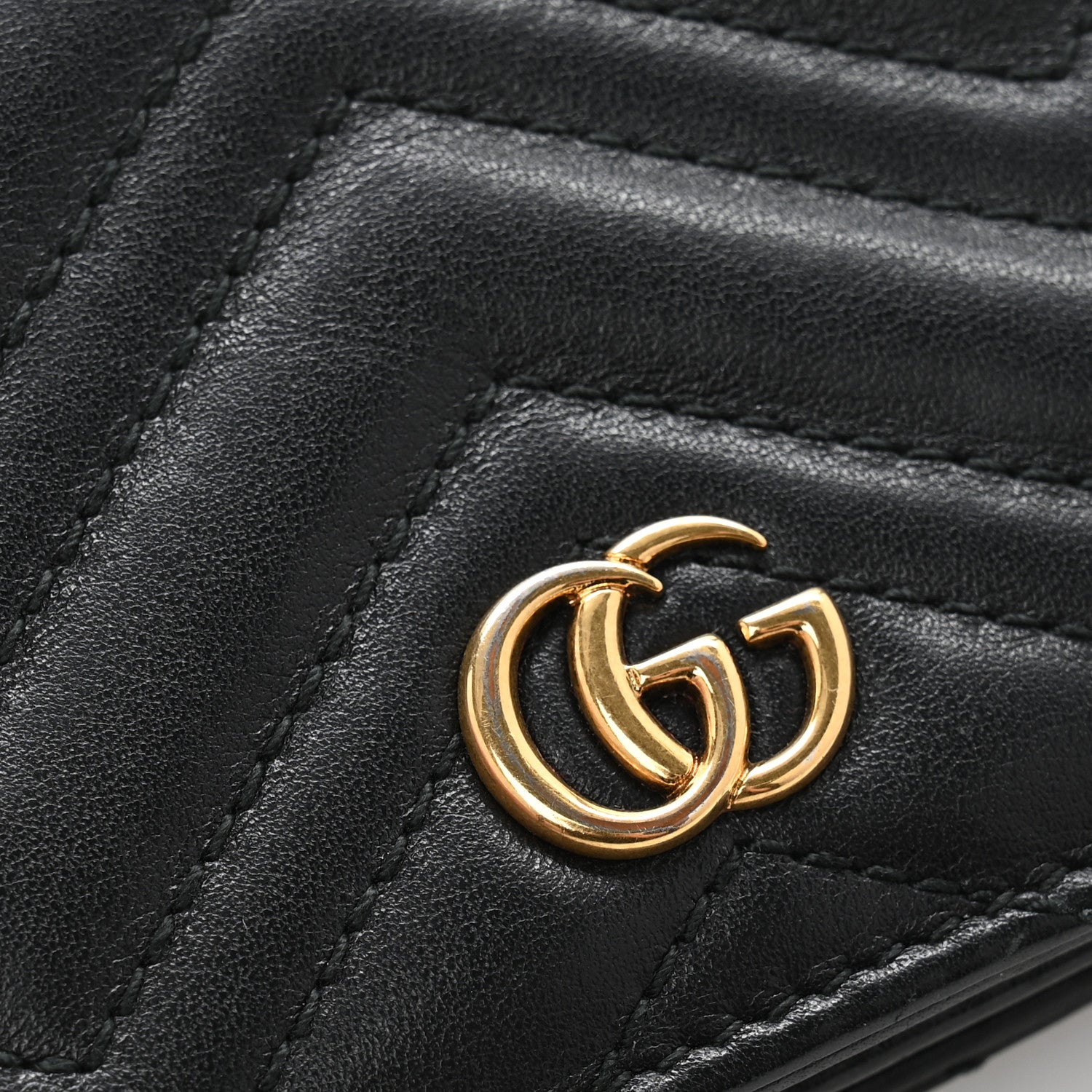 Gucci Calfskin Matelasse GG Marmont Card Case Wallet Black 10 of 11