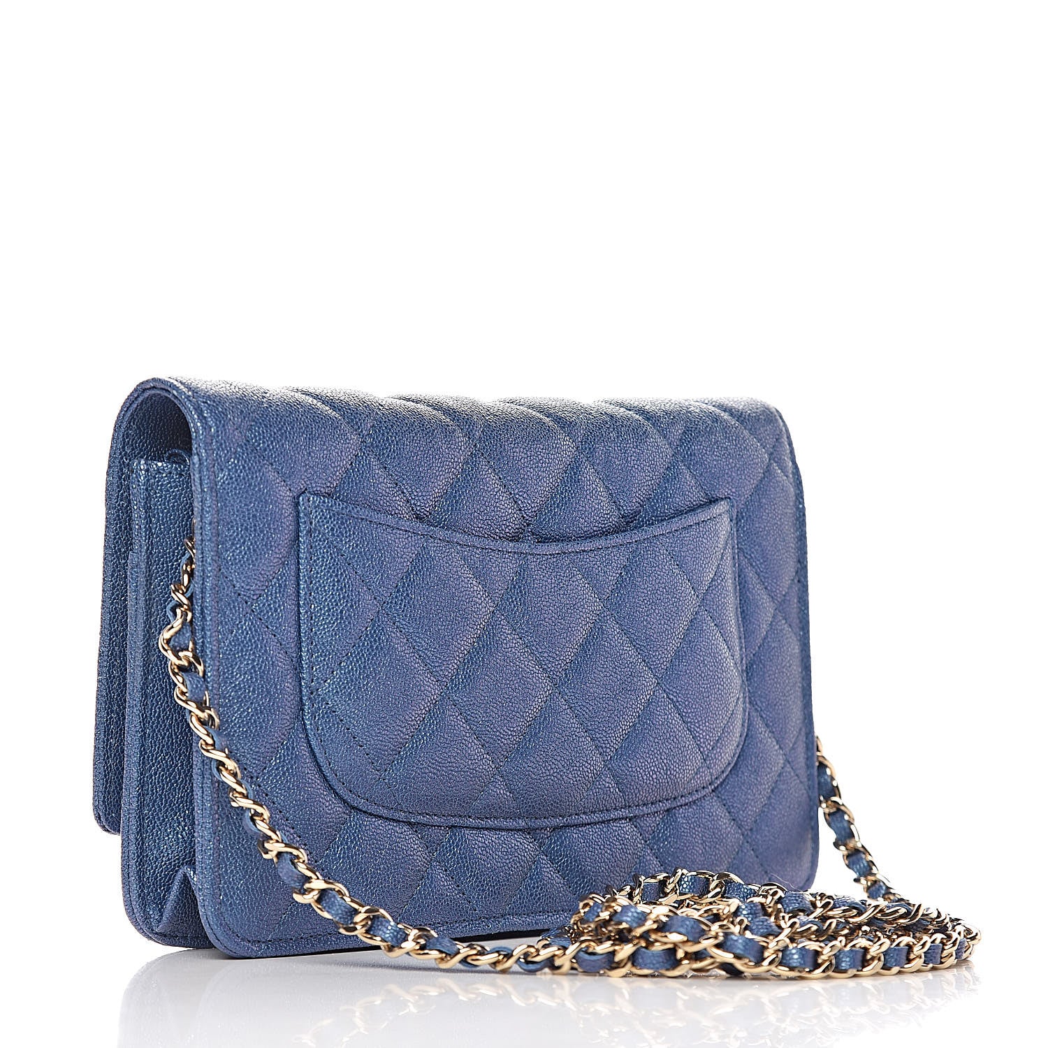 Chanel Iridescent Caviar Quilted Wallet On Chain WOC Dark Blue 3 of 11