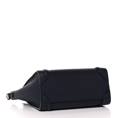 Celine Drummed Calfskin Nano Luggage Navy Blue 4 of 10