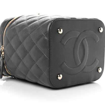 Chanel Caviar Quilted Small Top Handle Vanity Case With Chain Dark Grey 7 of 8