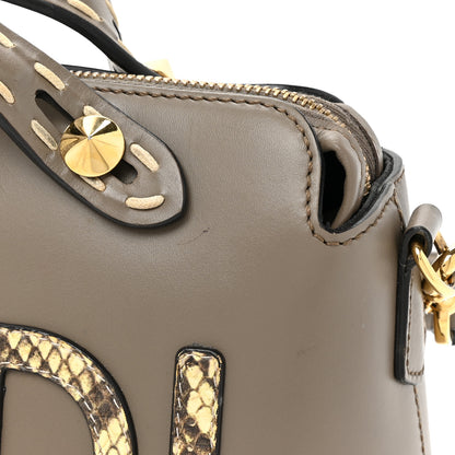 Fendi Vitello King Elaphe Python Print Logo Medium By The Way Boston Bag Tartufo Daisy Roccia 15 of 21