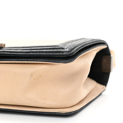 Chanel Lambskin Quilted Medium Boy Flap Black Beige 10 of 13