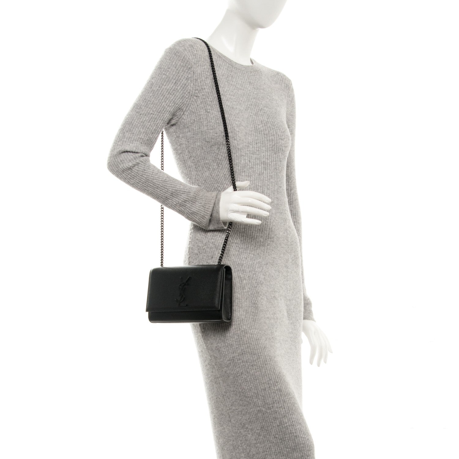 Saint Laurent Grain De Poudre Small Monogram Kate Satchel Black 2 of 7