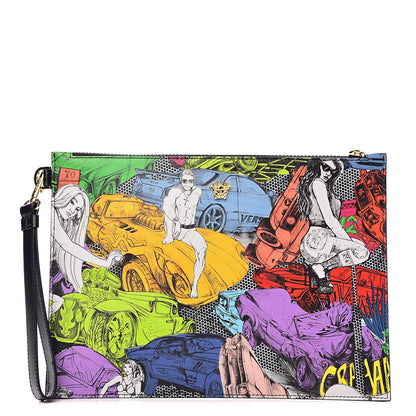 Versace Vitello Saffiano Print St.Machine Pouch Black Multicolor 1 of 7