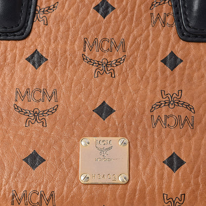 MCM Visetos Small Kathy Double Zip Tote Cognac Black 13 of 16