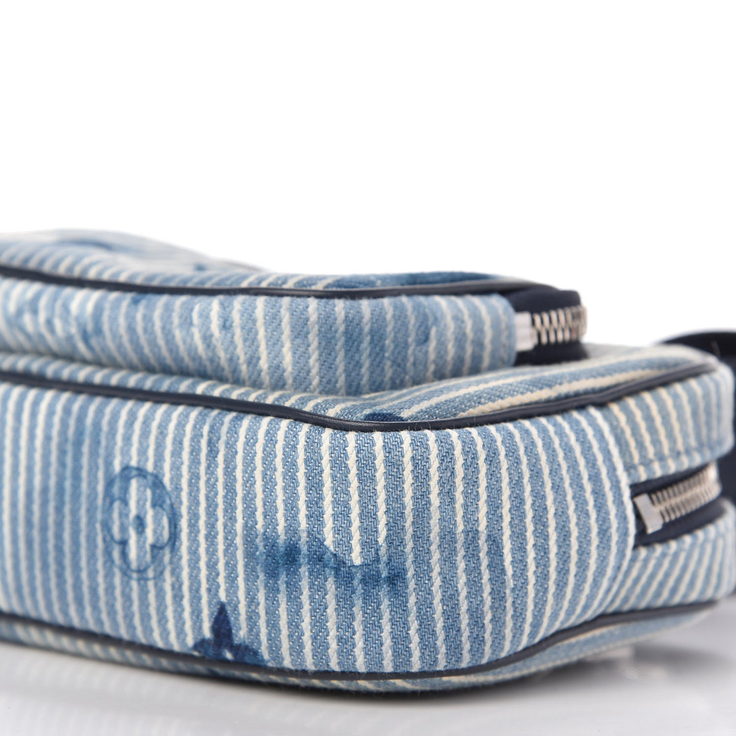 Hickory Stripes Denim Monogram Watercolor Outdoor Pouch Blue
