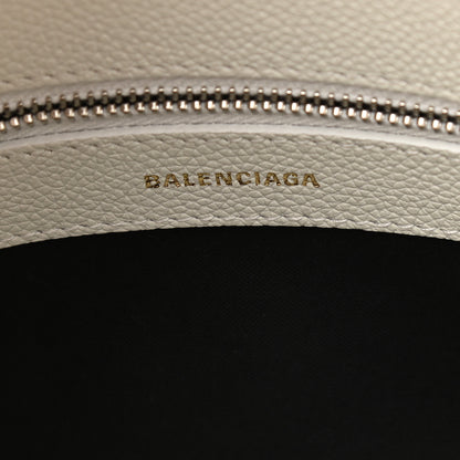 Balenciaga Grained Calfskin Logo S Ville Top Handle Bag White Black 6 of 8