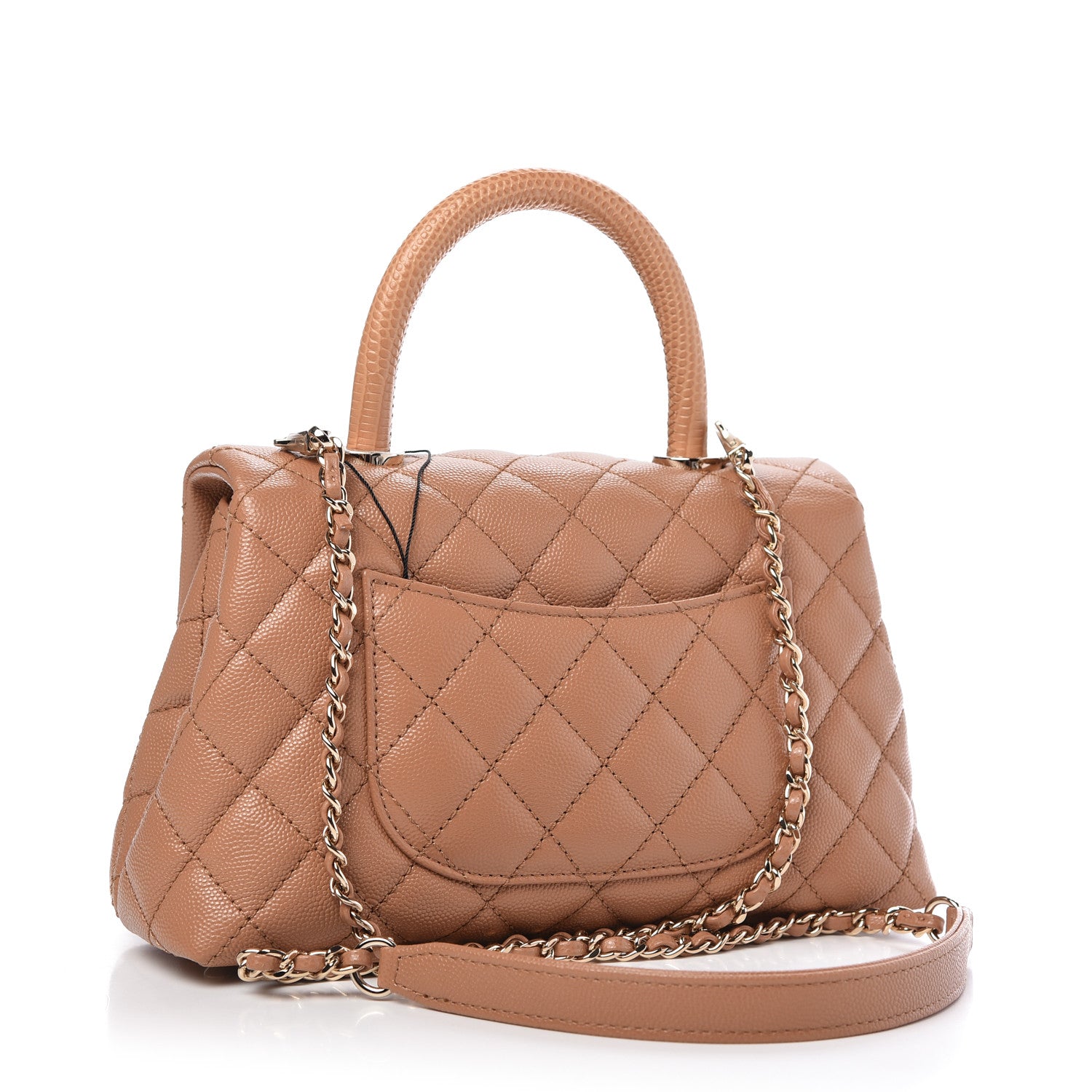 Chanel Caviar Quilted Lizard Embossed Mini Coco Handle Flap Brown 3 of 10