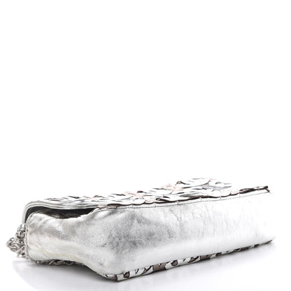 Chanel Metallic Crackled Calfskin Medium CC Mix Flap Silver Gold 4 of 17