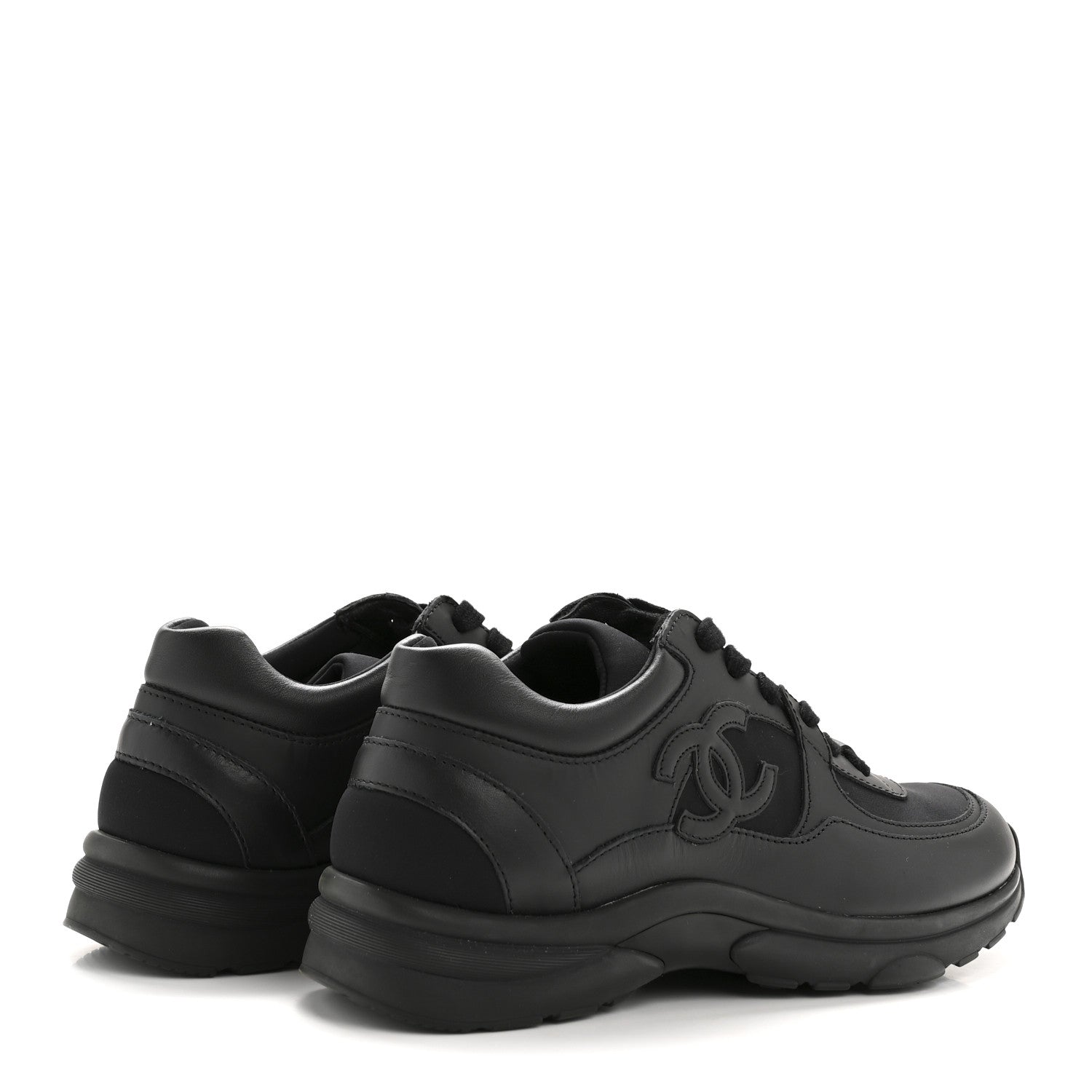 Chanel Fabric Calfskin Suede Mens CC Uniform Sneakers 41 Black 5 of 9