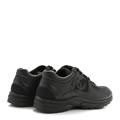 Chanel Fabric Calfskin Suede Mens CC Uniform Sneakers 41 Black 5 of 9
