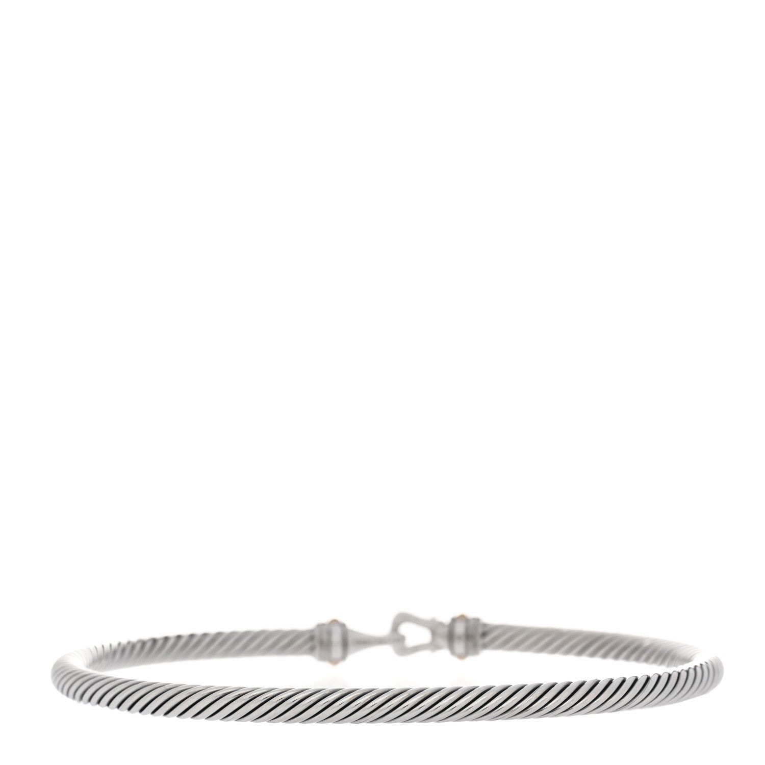 David Yurman Sterling Silver 18K Yellow Gold 4mm Cable Classic Buckle Bracelet 2 of 3