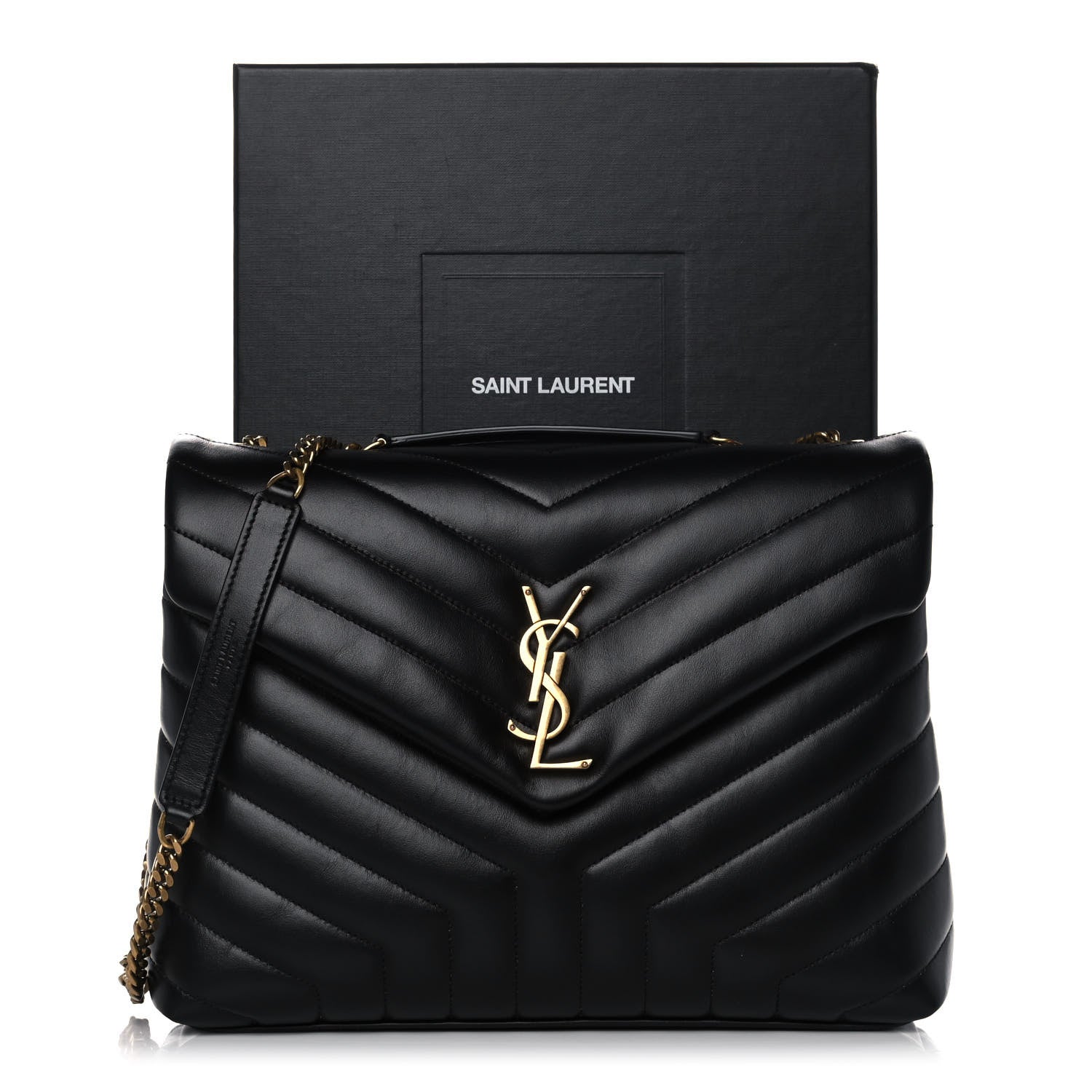 Saint Laurent Calfskin Y Quilted Monogram Medium Loulou Chain Satchel Black 12 of 12