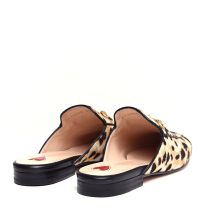 Gucci Calf Hair Leopard Print Womens Princetown Slippers 35 Naturale Black 4 of 11