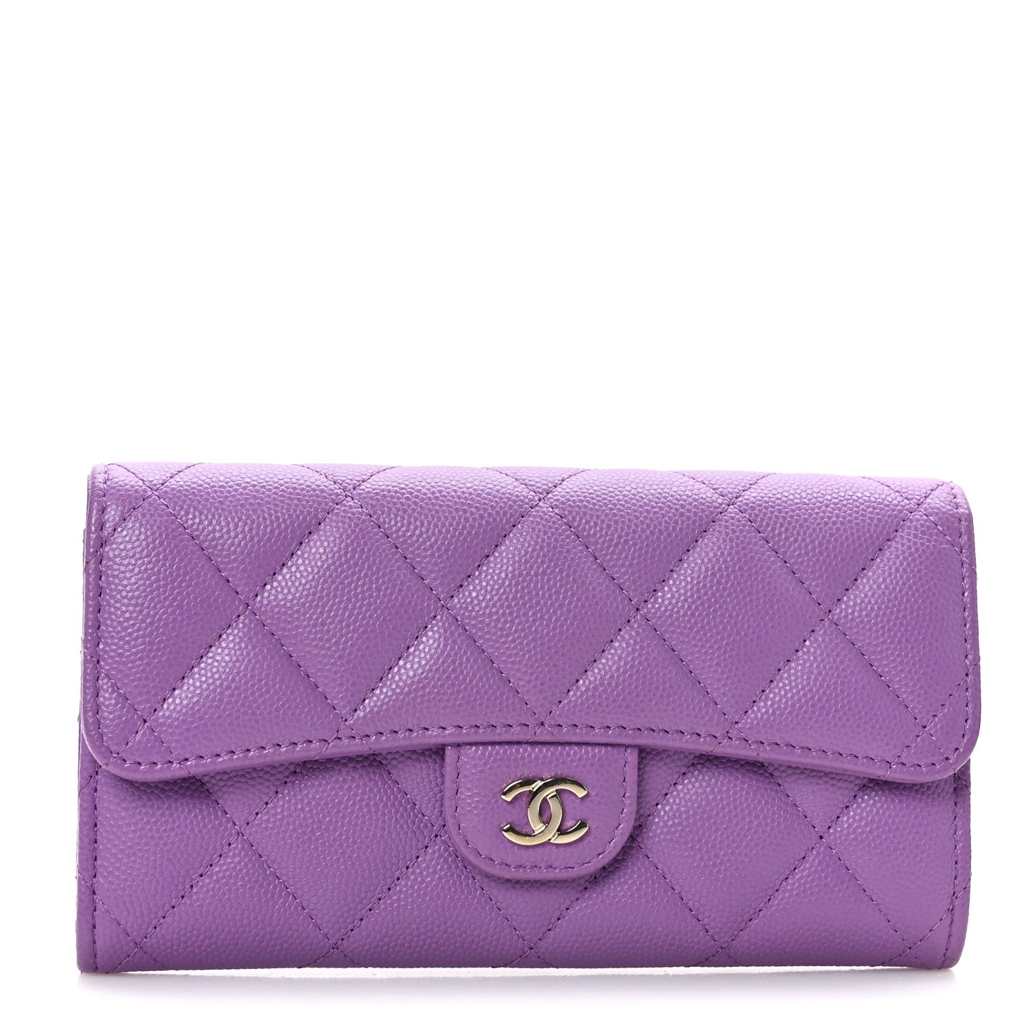 Chanel Caviar Quilted Medium Gusset Flap Wallet Purple 1 of 7