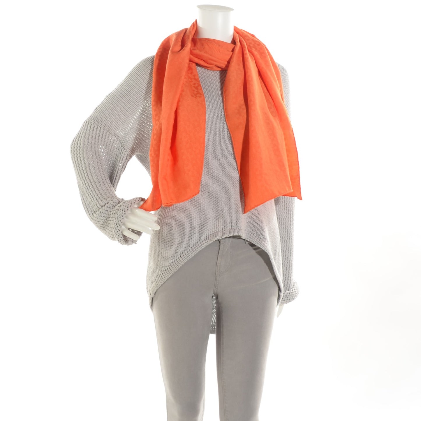 Cashmere Silk Faconnee Petit H Muffler Scarf Orange