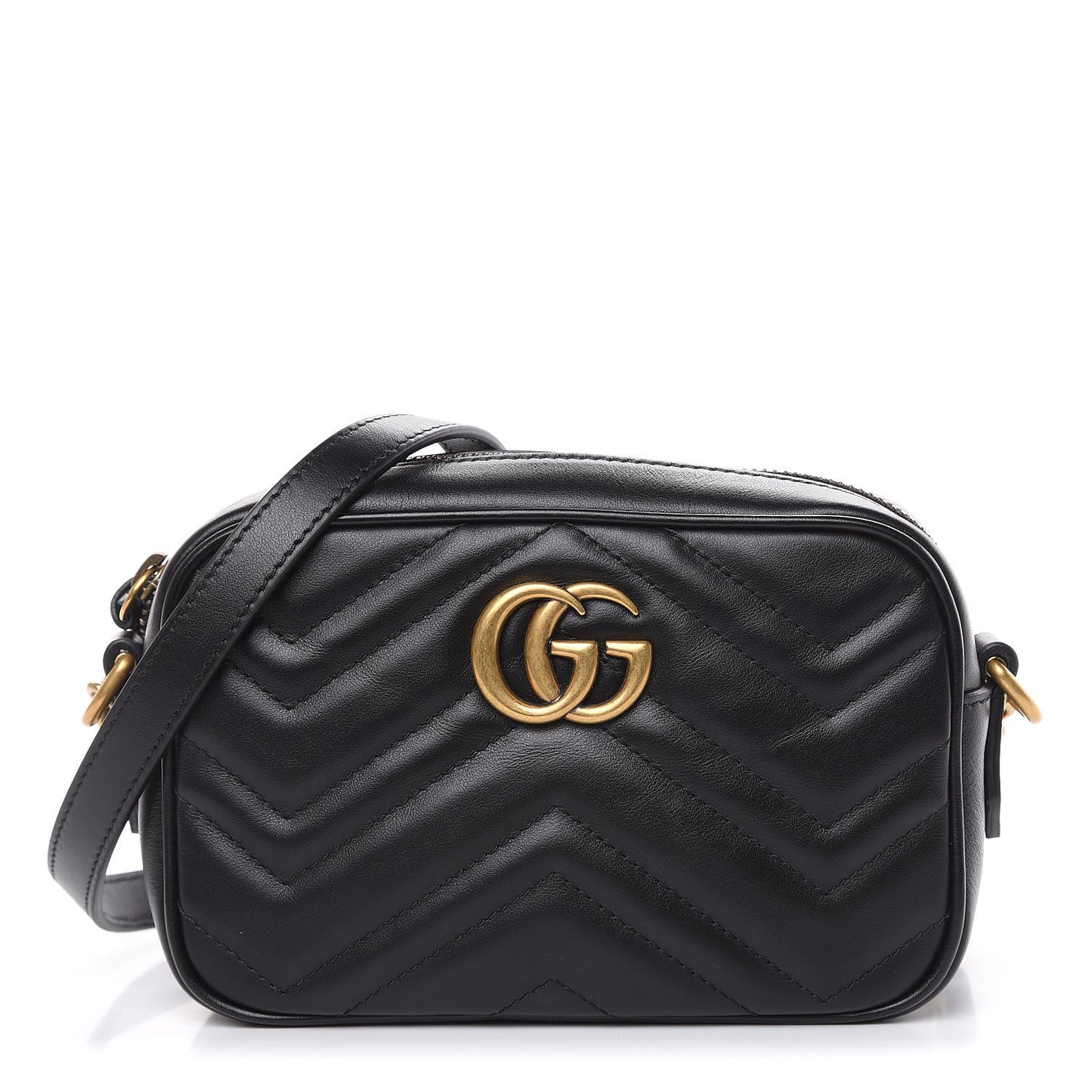 Calfskin Matelasse Mini GG Marmont Chain Shoulder Bag Black