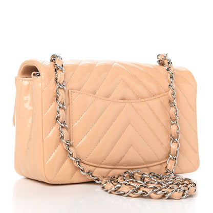 Chanel Patent Chevron Quilted Mini Rectangular Flap Beige 3 of 11
