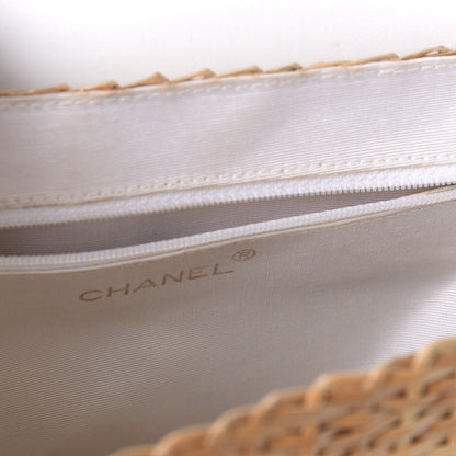 Chanel Calfskin Rattan Basket Flap Shoulder Bag White 5 of 11