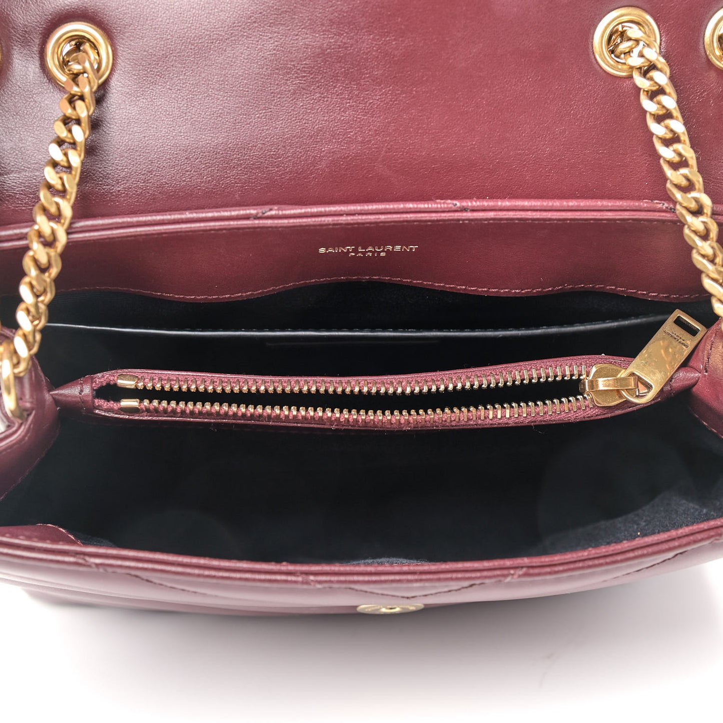 Calfskin Y Quilted Monogram Small Loulou Chain Satchel Dark Legion Red