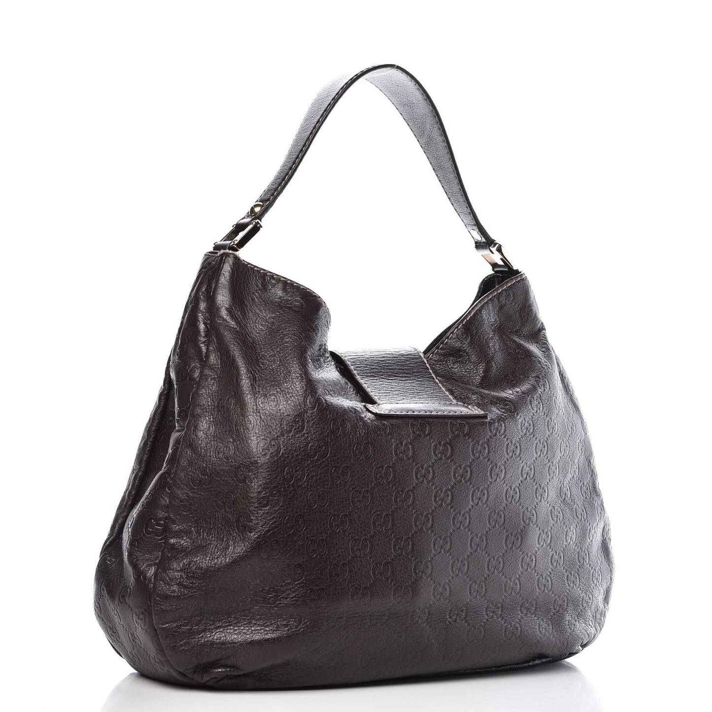 Guccissima Large New Ladies Web Hobo Dark Brown
