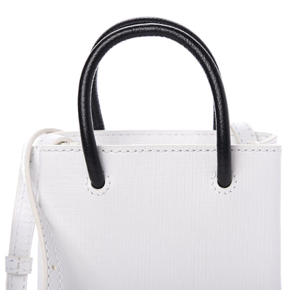 Balenciaga Squared Calfskin Logo Shopping Phone Holder Bag White Light Green 10 of 10