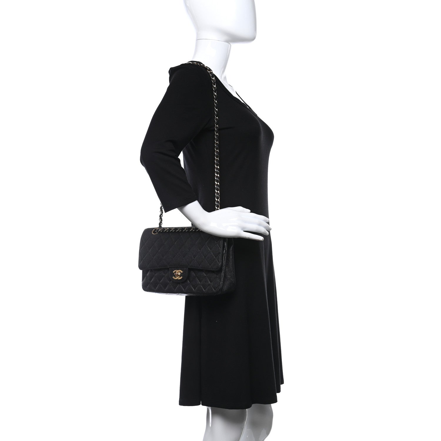 Chanel Caviar Quilted Medium Double Flap Black 2 of 9