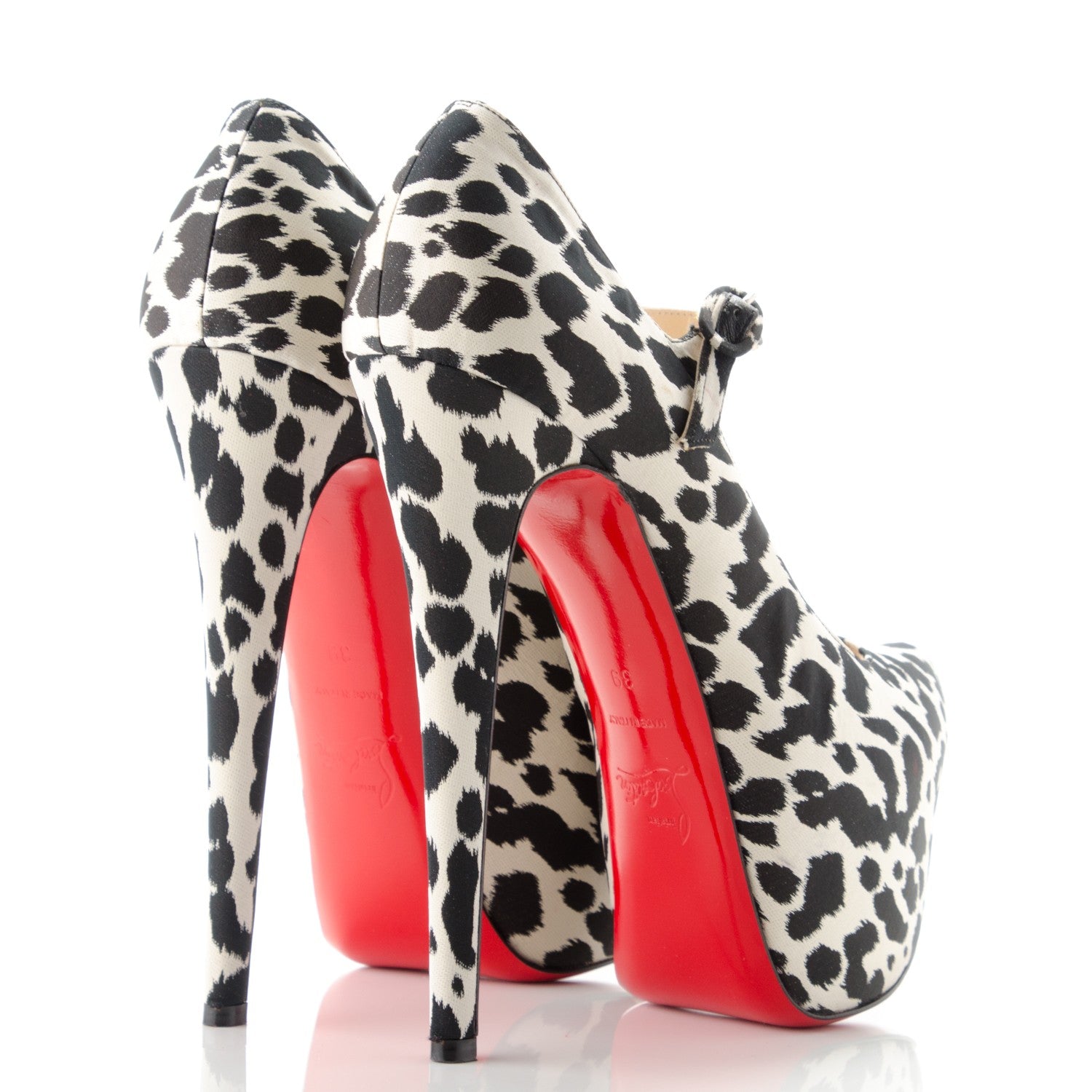 Christian Louboutin Tissu Leopardino Lady Daf 160 Pumps 39 Black White 4 of 10