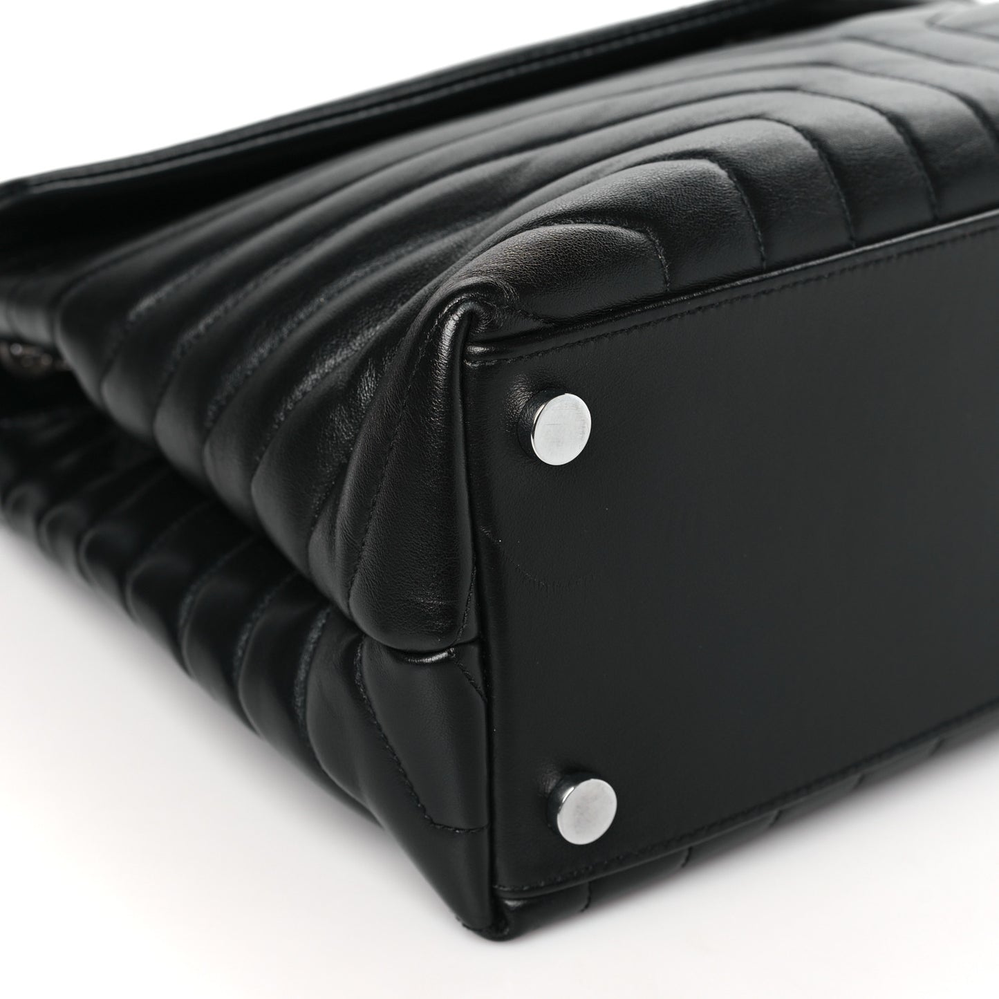 Calfskin Y Quilted Monogram Large Loulou Chain Satchel Black