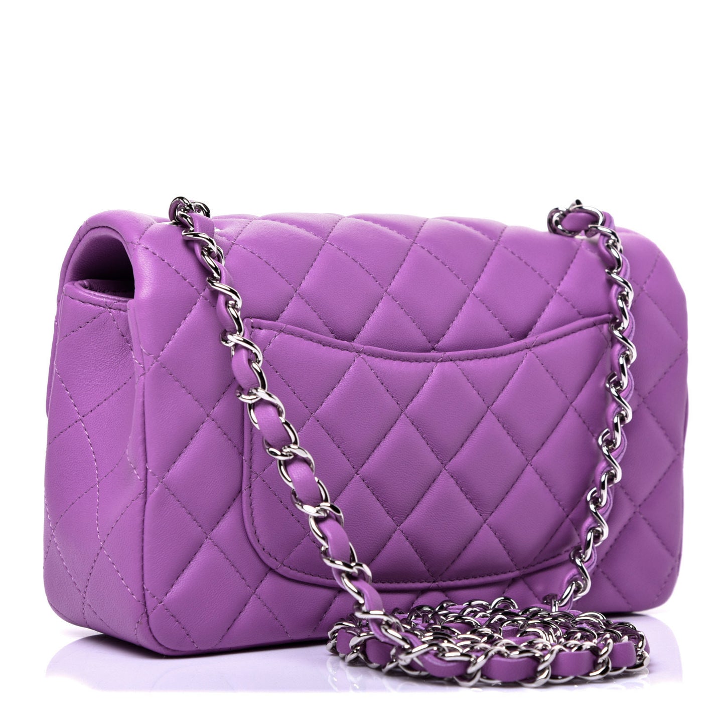 Lambskin Quilted Mini Rectangular Flap Purple