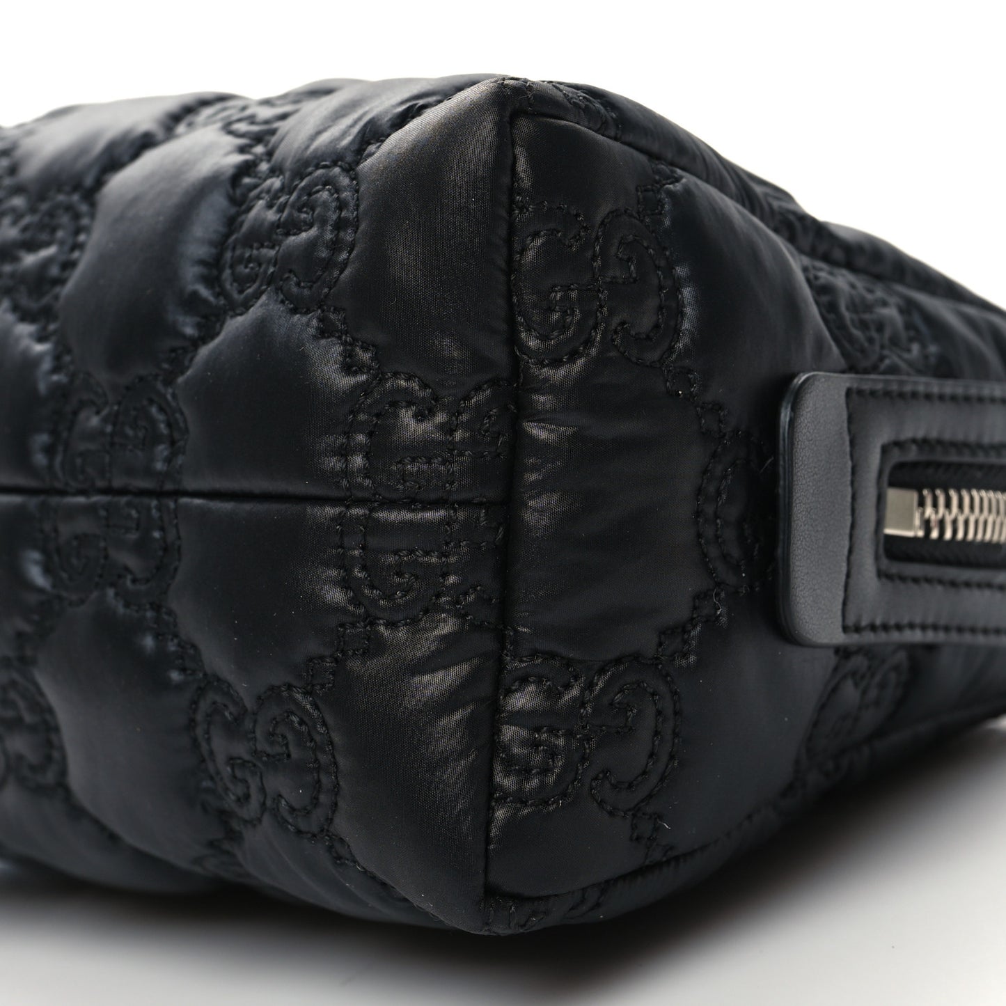 Nylon Calfskin Enamel GG Matelasse Beauty Case Black