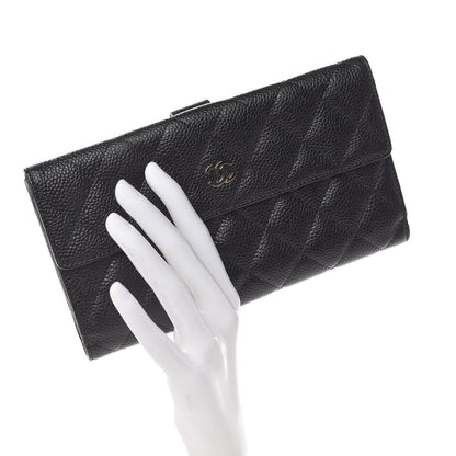 Chanel Caviar Quilted CC Long Double Wallet Black 2 of 12