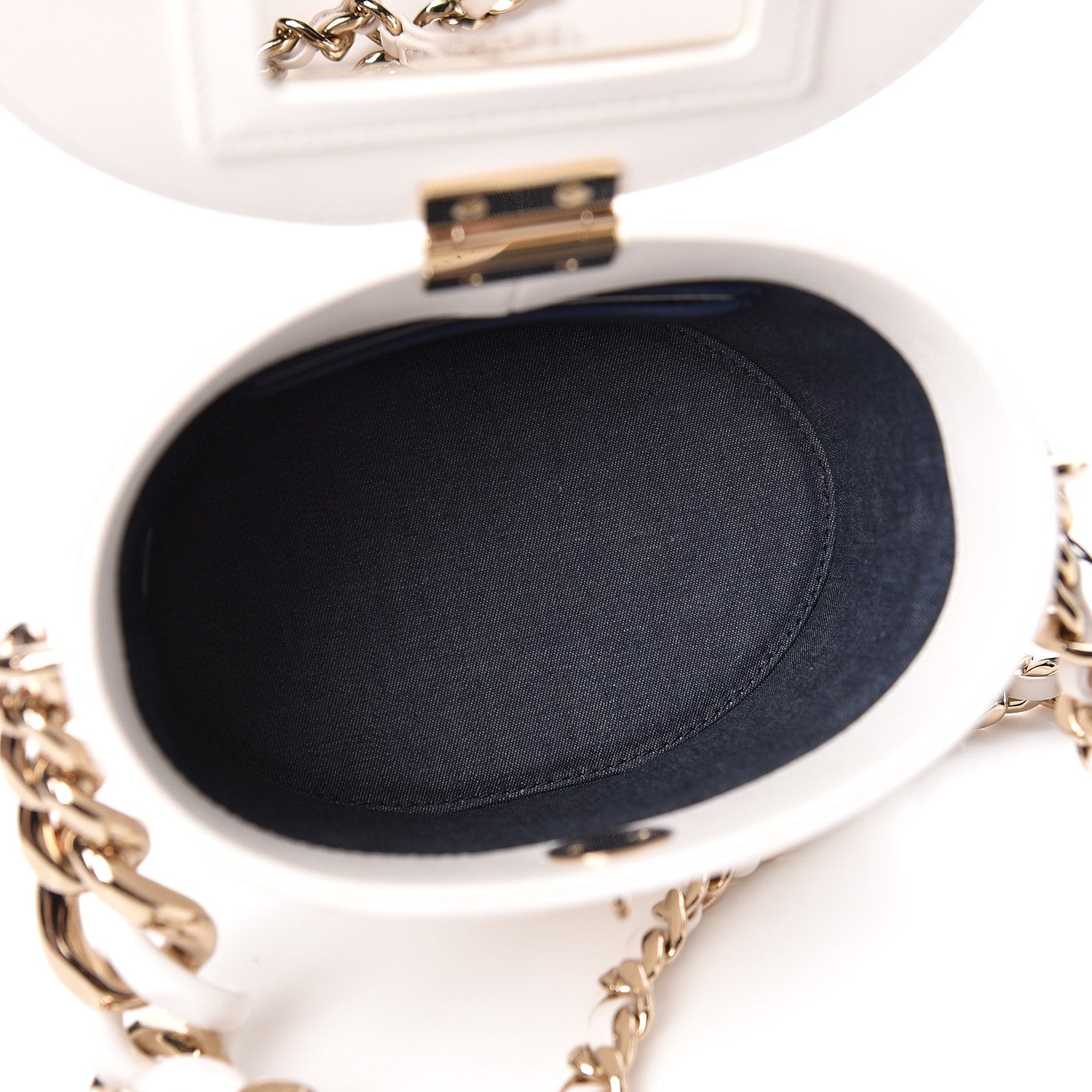 Chanel Lambskin Resin Elegant Chain Vanity Case White 5 of 12