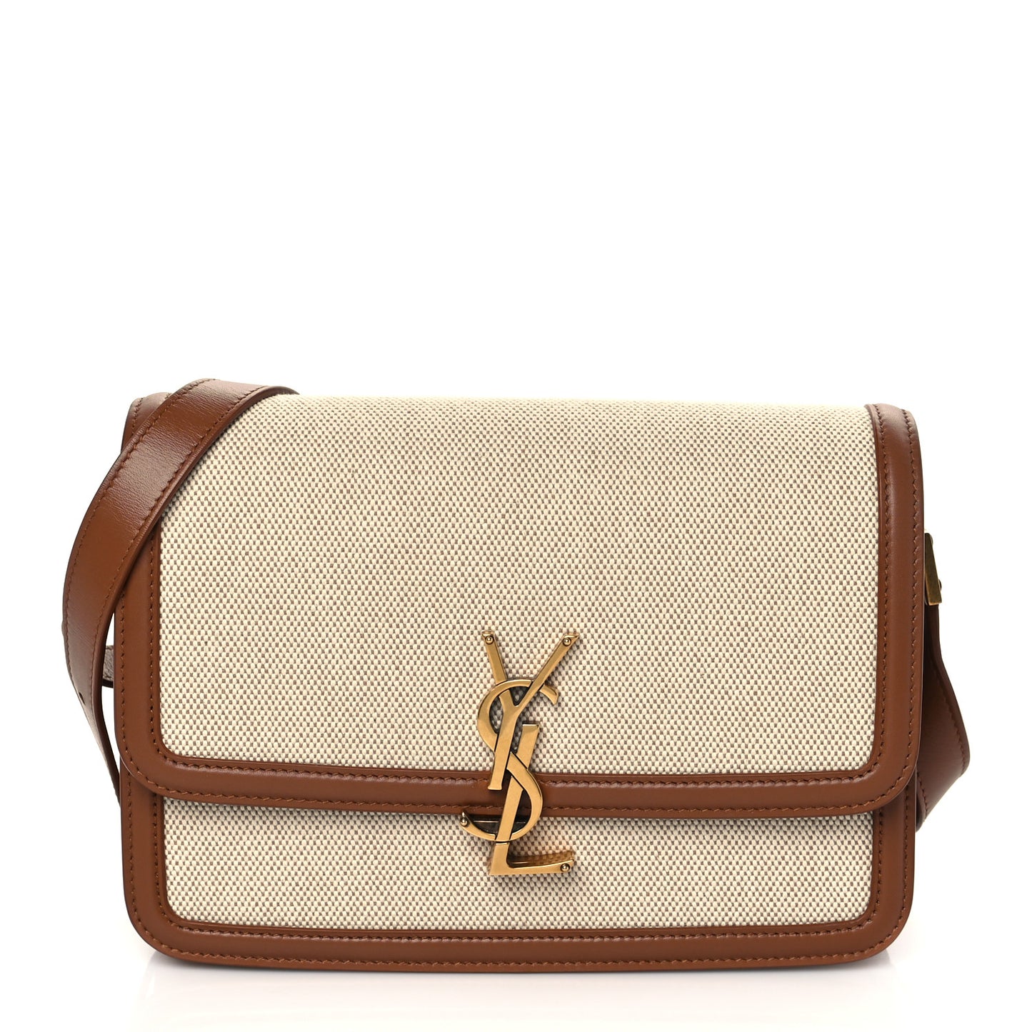 Canvas Monogram Medium Solferino Satchel Beige Cognac